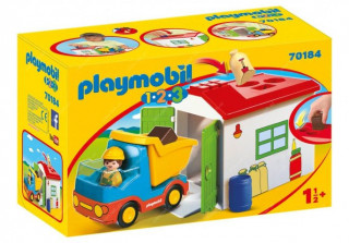 Playmobil 1.2.3 70184 Sklápacie auto s garážou č.1