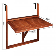 Závesný balkónový stolík | akáciové drevo č.3