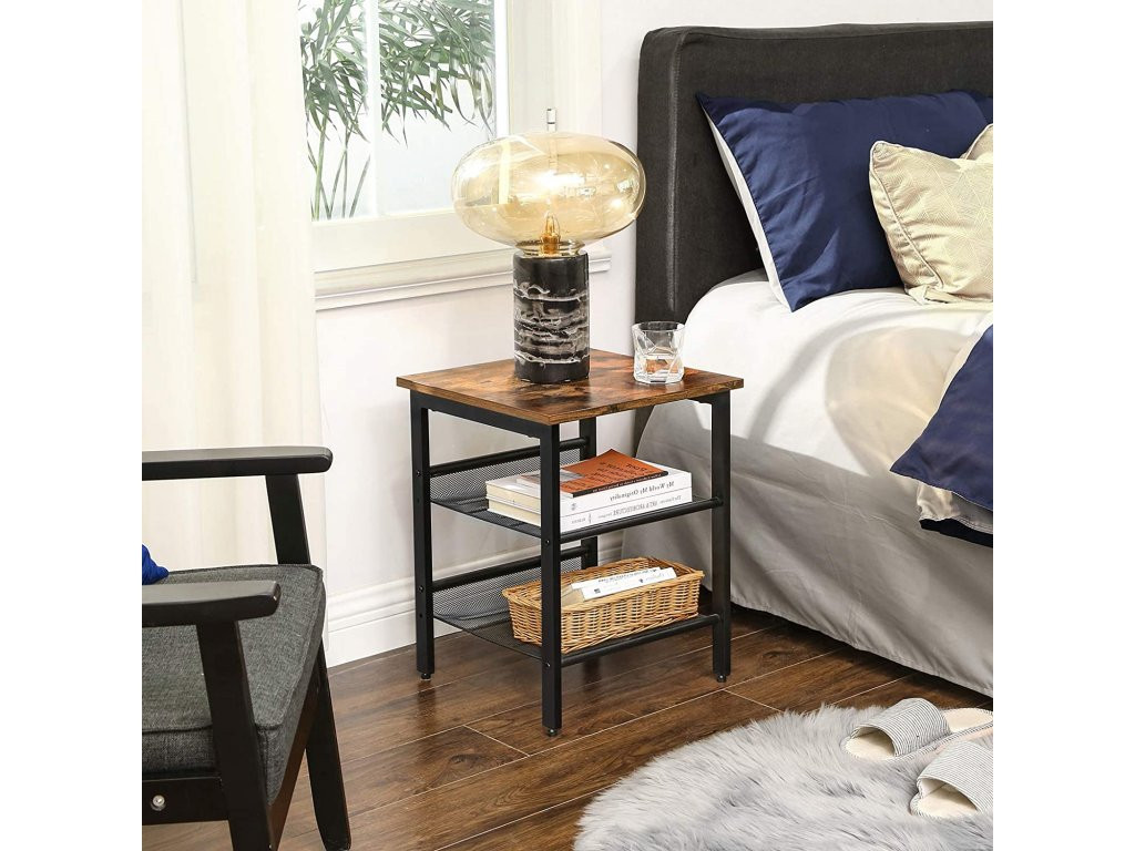 Rustikálny konferenčný stolík s policami | 40 x 40 x 55 cm