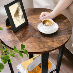 Rustikálny okrúhly stôl s policou | Ø 50 x 57 cm č.3