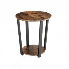 Rustikálny okrúhly stôl s policou | Ø 50 x 57 cm č.1