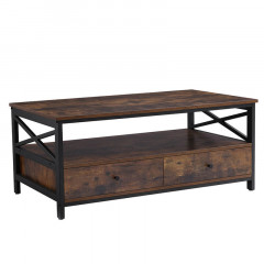 Rustikálny konferenčný stolík so zásuvkami | 100 x 55 x 47 cm č.1