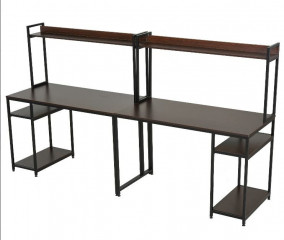 Pracovný stôl s dvoma pracovnými miestami 240 x 60 x135 cm | hnedá + čierna č.2