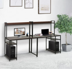 Pracovný stôl s dvoma pracovnými miestami 240 x 60 x135 cm | hnedá + čierna č.1