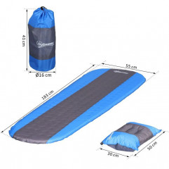Samonafukovací matrac s vankúšom 183 x 55 x 3 cm | modro-šedá č.3