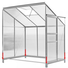 Hliníkový bočný polykarbonátový skleník so základňou 3,65 m³ | 192 x 127 x 202 cm č.1