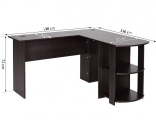 Rohový počítačový stôl Fabian 136 x 130 x 72 cm | čierny č.3