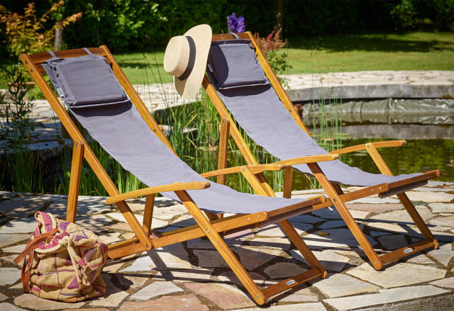 Záhradné skladacie lehátko z agátového dreva | antracit č.6