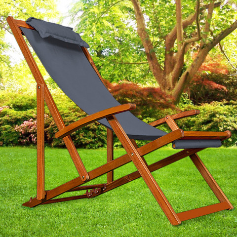 Záhradné skladacie lehátko z agátového dreva | antracit č.7