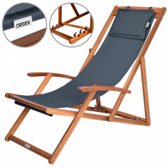 Záhradné skladacie lehátko z agátového dreva | antracit č.2