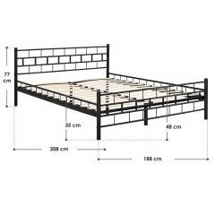 Kovová posteľ Malta 180 x 200 cm | čierna č.2