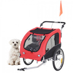 Prívesný vozík za bicykel pre psa 2v1 | červeno - čierny č.1