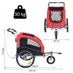 Prívesný vozík za bicykel pre psa 2v1 | červeno - čierny č.3