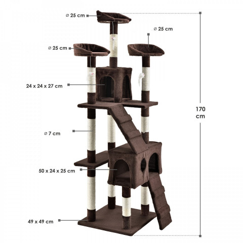 Škrabadlo pre mačky 170x62x75 cm | tmavo hnedé č.7
