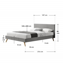 Čalúnená posteľ Toledo 140 x 200 cm | svetlo šedá č.2