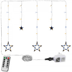 Vianočná LED opona 5 hviezdičiek 61 LED | studená + teplá biela č.1