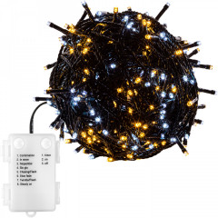 Vianočné LED osvetlenie 10 m 100 LED studená + teplá biela | zelený kábel č.1