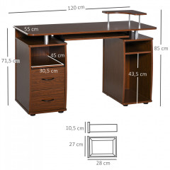 Počítačový stôl 120 x 55 x 85 cm | hnedá č.3