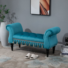 Čalúnená vintage lavica 117 x 40 x 58 cm | modrá č.1