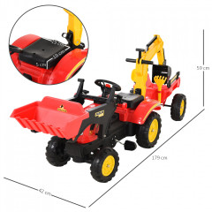 Kráčajúci traktor s nakladačom, prívesom a lyžicou | červeno-žltá č.3