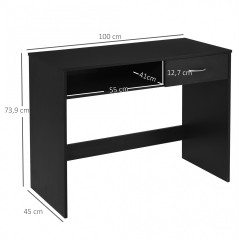 Počítačový stôl so zásuvkou 100 cm x 45 cm x 73,9 cm | čierna č.3