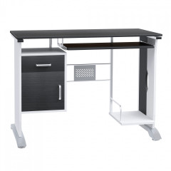 Počítačový stôl so zásuvkou 100 cm x 52 cm x 75 cm | čierna + strieborná č.1