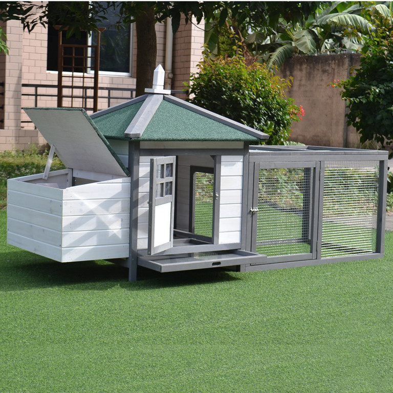 Drevený kurník s výbehom | 196 x 76 x 97 cm