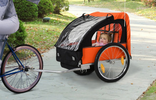 Detský vozík za bicykel Jogger 2 | čierna/oranžová č.2