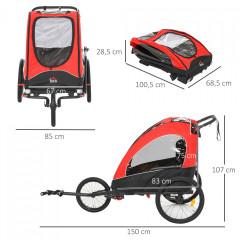 Detský cyklistický vozík 3v1 pre 2 deti | čierna + červená č.3