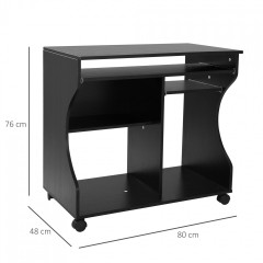 Mobilný počítačový stôl Luis 80 x 48 x 76 cm | čierny č.2