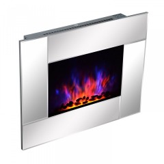 Elektrický krb na stenu LED 900/1800W | strieborný