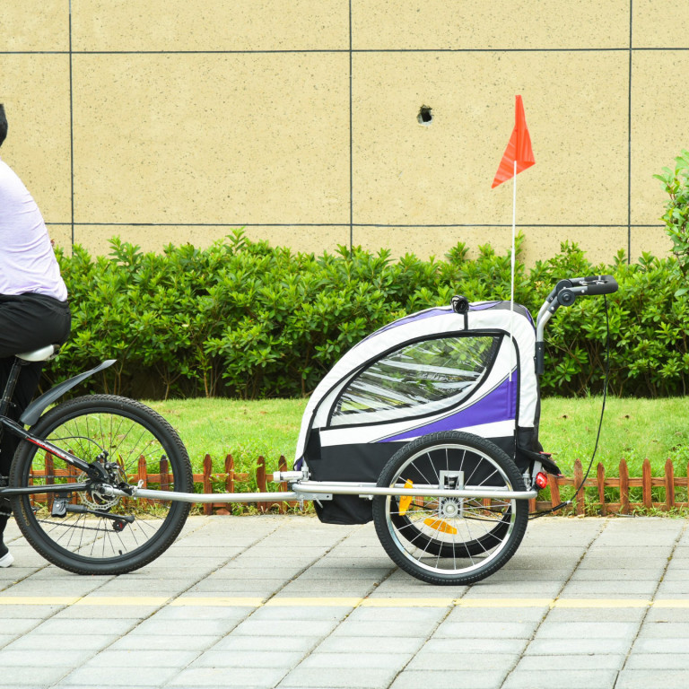 Detský vozík za bicykel Jogger 2 | fialovo-bielo-čierna