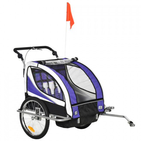 Detský vozík za bicykel Jogger 2 | fialovo-bielo-čierna č.2