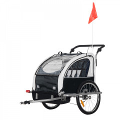 Prívesný detský vozík za bicykel pre 2 deti Jogger 2v1 | čierno - biely č.1