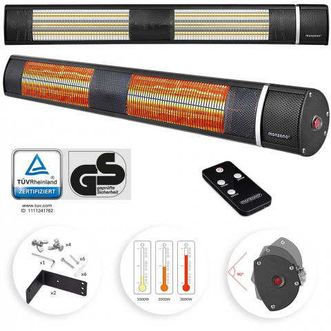 Infračervený ohrievač s diaľkovým ovládaním 3000W | čierna č.4