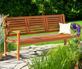 Záhradná lavička - eukalyptové drevo | 153 cm x 90 cm x 60 cm č.1