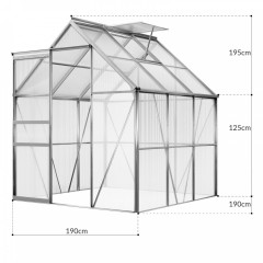 Hliníkový polykarbonátový skleník 5,85 m² | 190 x 190 x 195 cm č.3