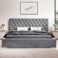 Čalúnená posteľ Katalonia 140 x 200 cm zamat | svetlo sivá č.2