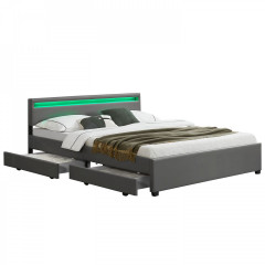 Čalúnená posteľ Lyon s úložným priestorom a LED osvetlením 180 x 200 cm | šedá č.3