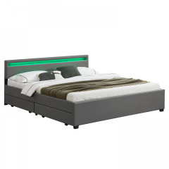 Čalúnená posteľ Lyon s úložným priestorom a LED osvetlením 180 x 200 cm | šedá č.2