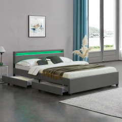 Čalúnená posteľ Lyon s úložným priestorom a LED osvetlením 180 x 200 cm | šedá č.1
