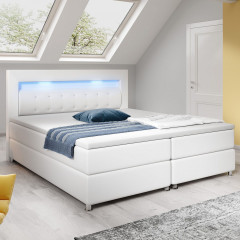 Posteľ Box Spring Montana s LED osvetlením 180 x 200 cm | biela