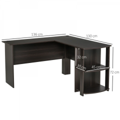 Rohový počítačový stôl Fabian 136 x 130 x 72 cm | čierny č.2