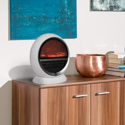 Elektrický ohrievač s imitáciou ohňa 1500 W | biela