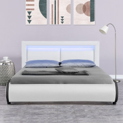 Čalúnená posteľ Murcia s LED osvetlením 140 x 200 cm | biela č.1