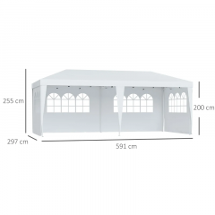 Skladací párty stan 3 x 6 m so 4 bočnicami | biely č.3