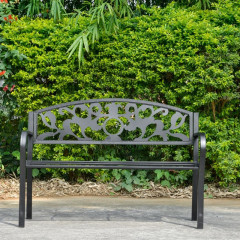 Kovová záhradná lavička s dvoma sedadlami | čierna č.1