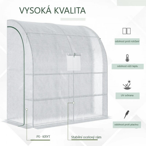 Záhradný fóliovník s dvoma dvierkami 200 x 100 x 215 cm | biela č.6