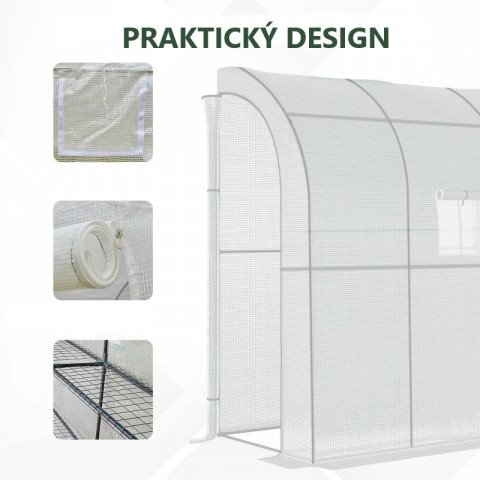 Záhradný fóliovník s dvoma dvierkami 200 x 100 x 215 cm | biela č.7