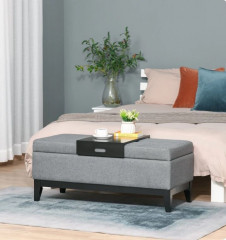 Čalúnená lavica s úložným priestorom 107 cm x 50 cm x 44 cm | tmavosivá